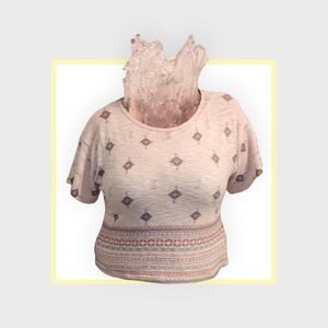 Ginger G, Sweater, Top, Short Sleeve, Cream, Muti Color, Size Medium